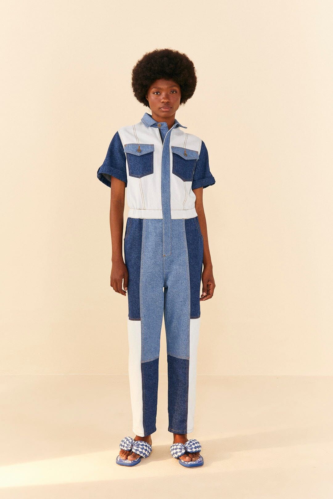 CUTWORK DENIM JUMPSUIT sold by FARM Rio