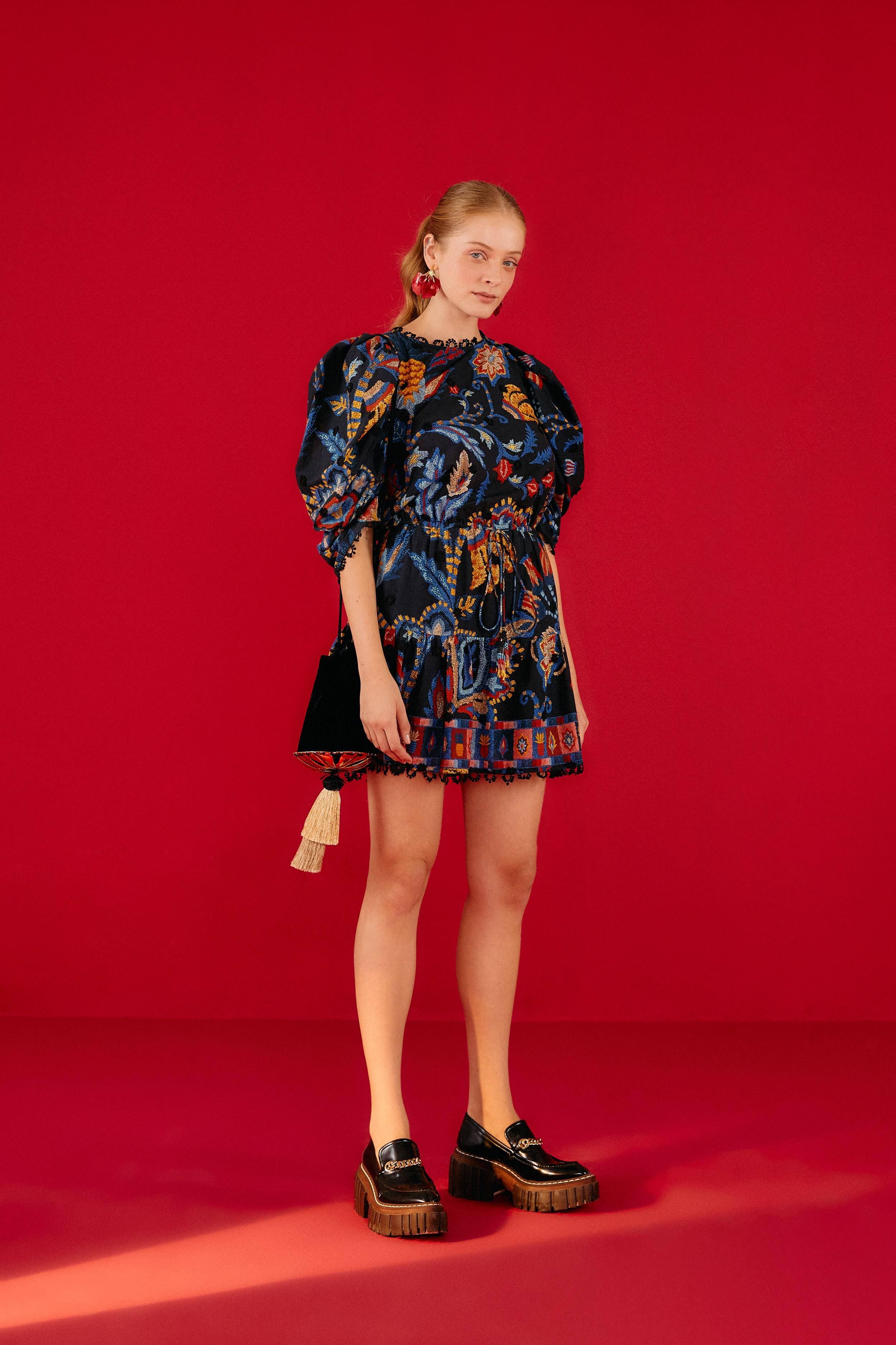 Black Sunset Tapestry Mini Dress sold by FARM Rio product image thumbnail 4