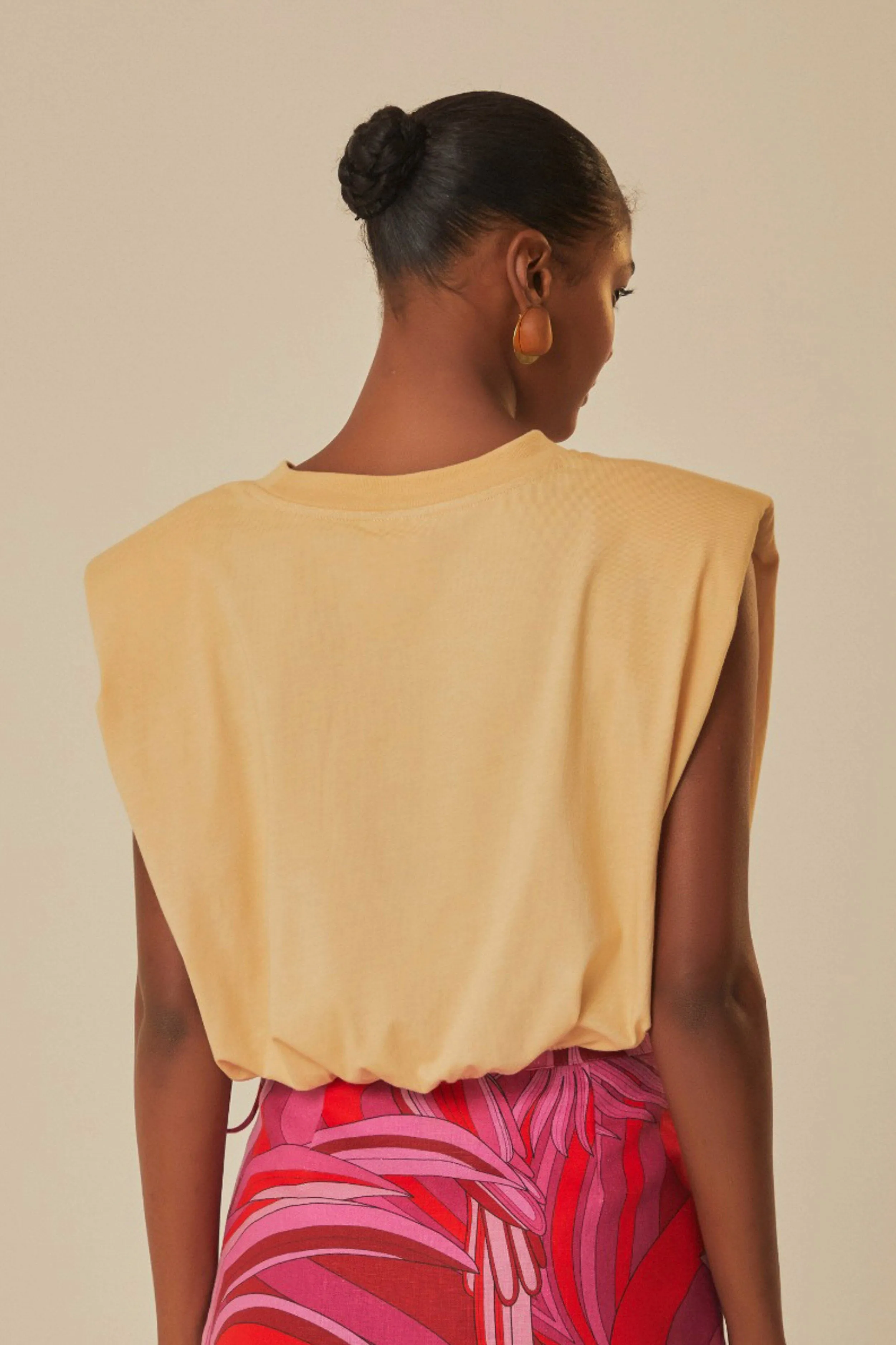 Beige Summer In The Tropics Shoulder Pad Organic Cotton T-Shirt sold by FARM Rio product image thumbnail 2