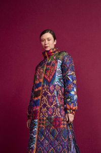 Black Graphic Toucans Puffer Jacket sold by FARM Rio