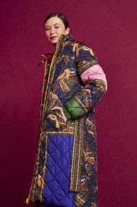 Black Graphic Toucans Puffer Jacket sold by FARM Rio