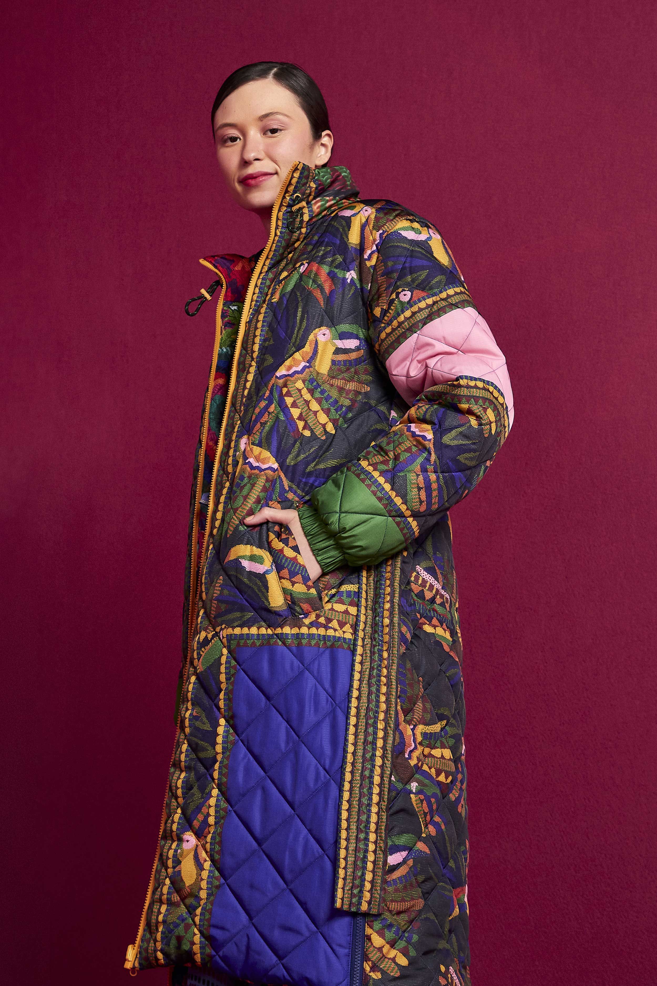 Black Graphic Toucans Puffer Jacket sold by FARM Rio product image thumbnail 4