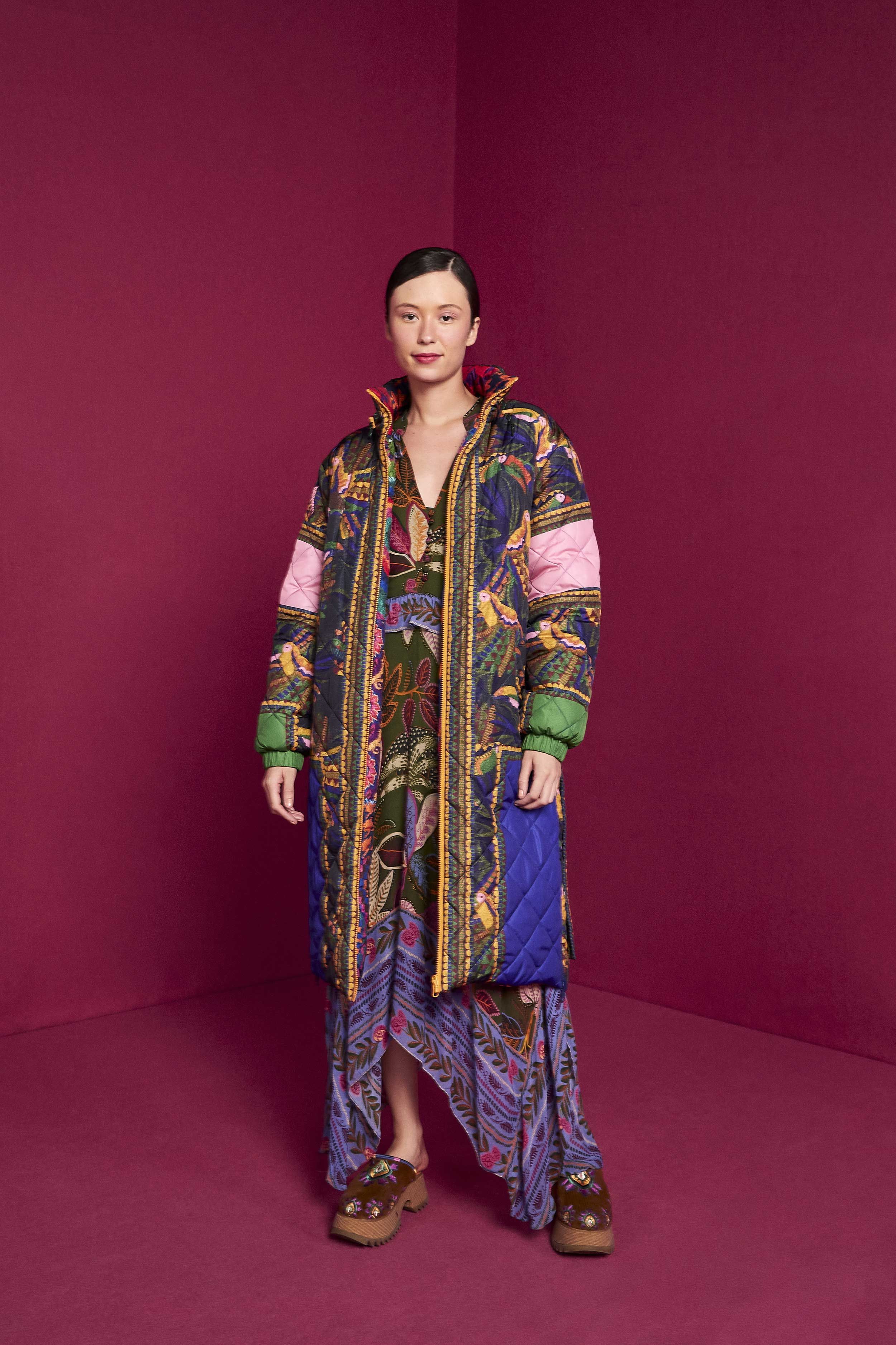 Black Graphic Toucans Puffer Jacket sold by FARM Rio product image thumbnail 3