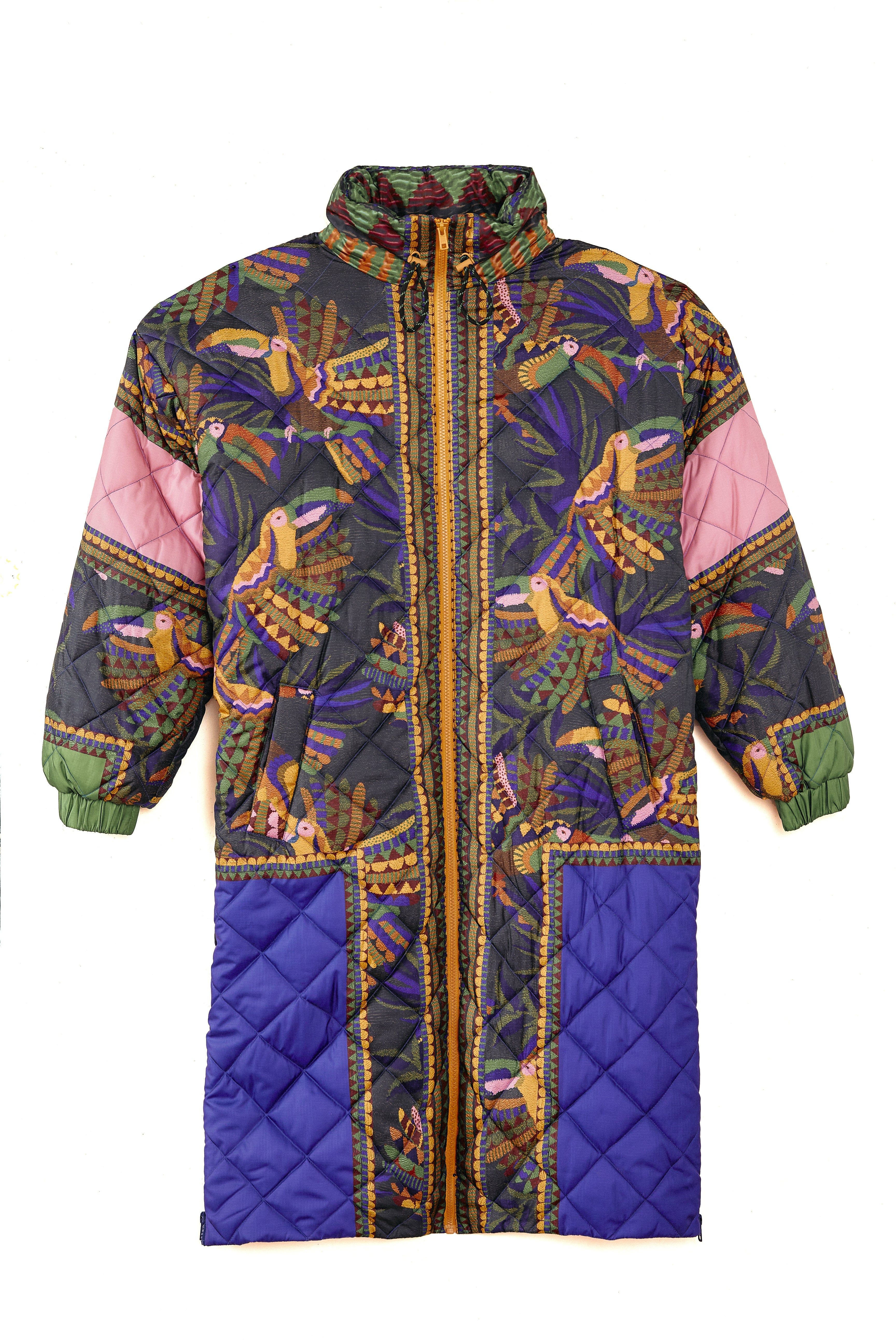 FARM Rio Black Graphic Toucans Puffer Jacket Parallel