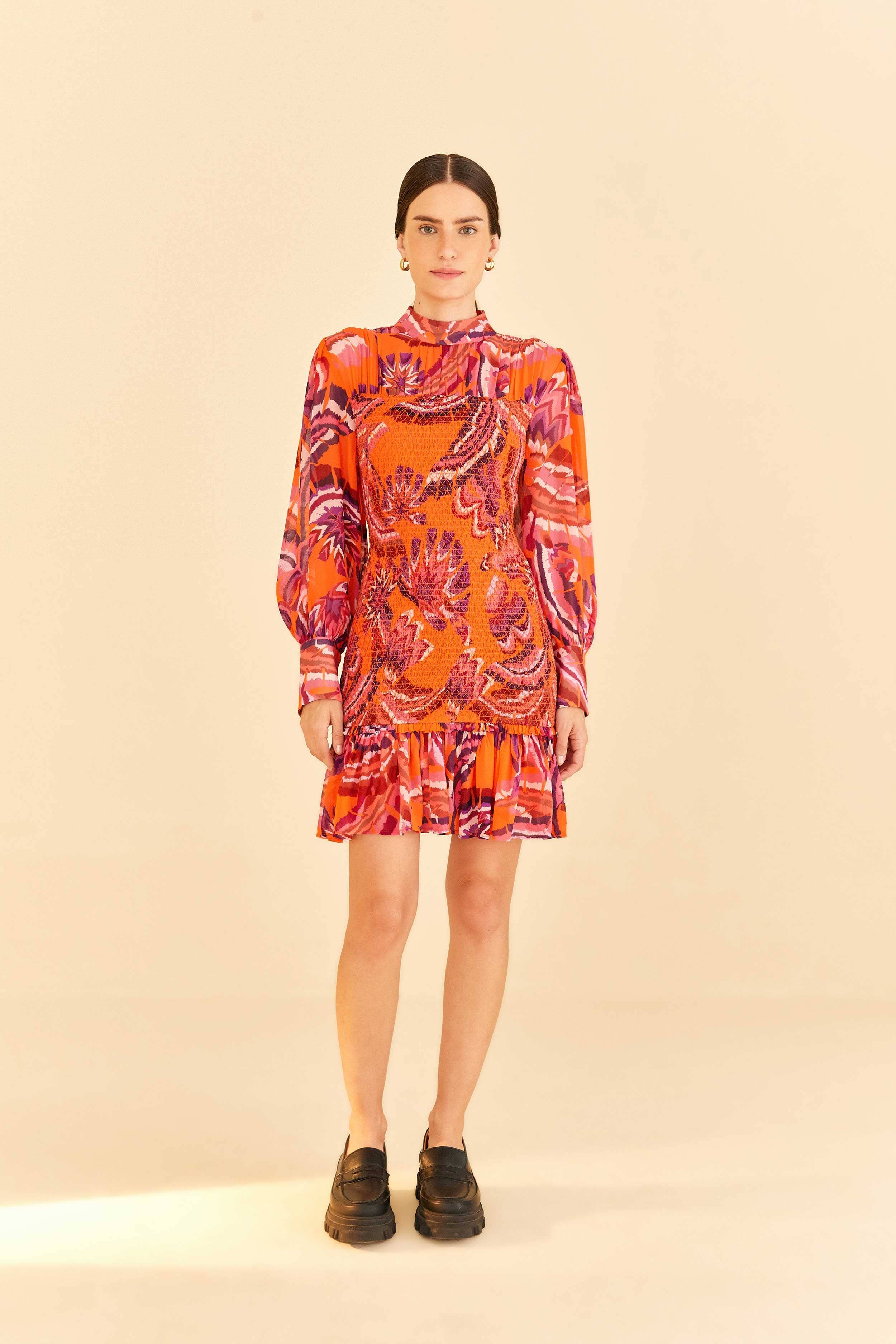 Orange Chevron Forest Mini Dress sold by FARM Rio product image thumbnail 3