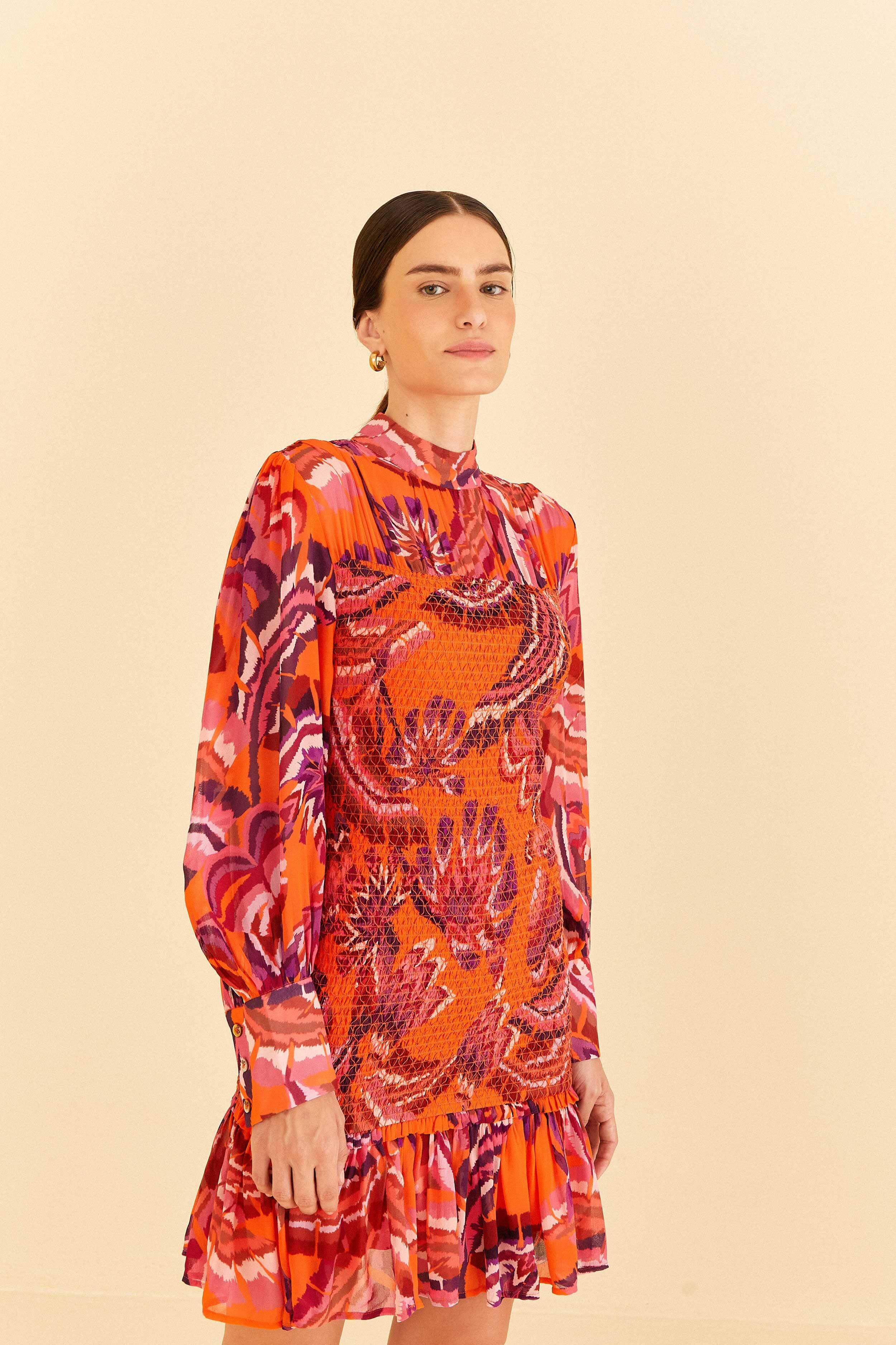 Orange Chevron Forest Mini Dress sold by FARM Rio