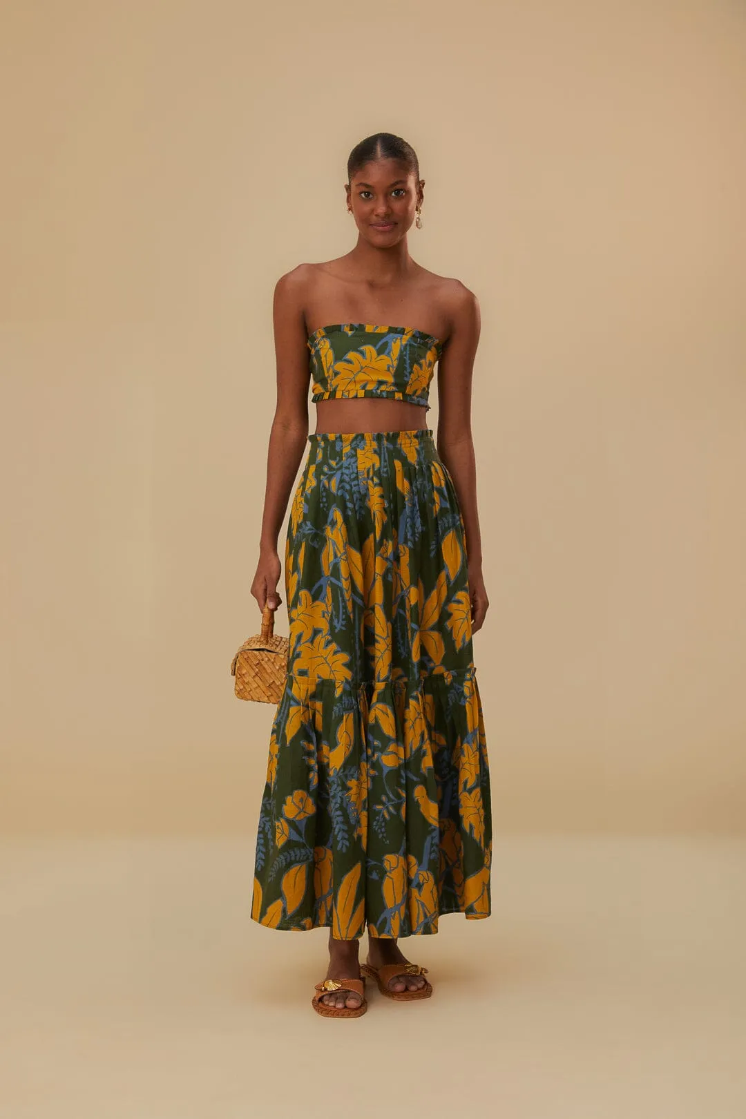 Green Foliage Sketch Lenzing™ Ecovero™ Euroflax™ Crop Top sold by FARM Rio product image thumbnail 2