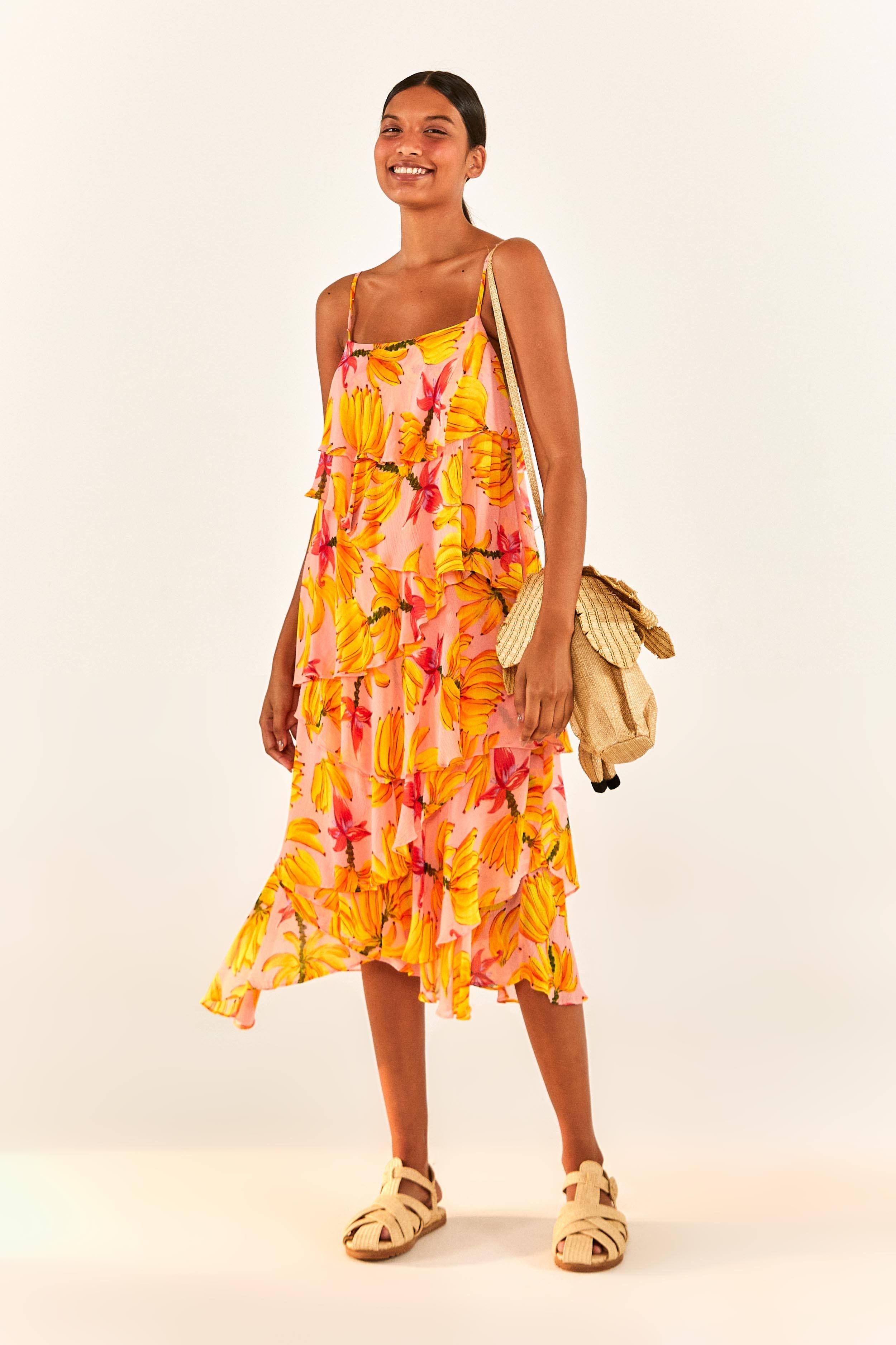 Banana Taste Ruffle Midi Dress sold by FARM Rio product image thumbnail 5