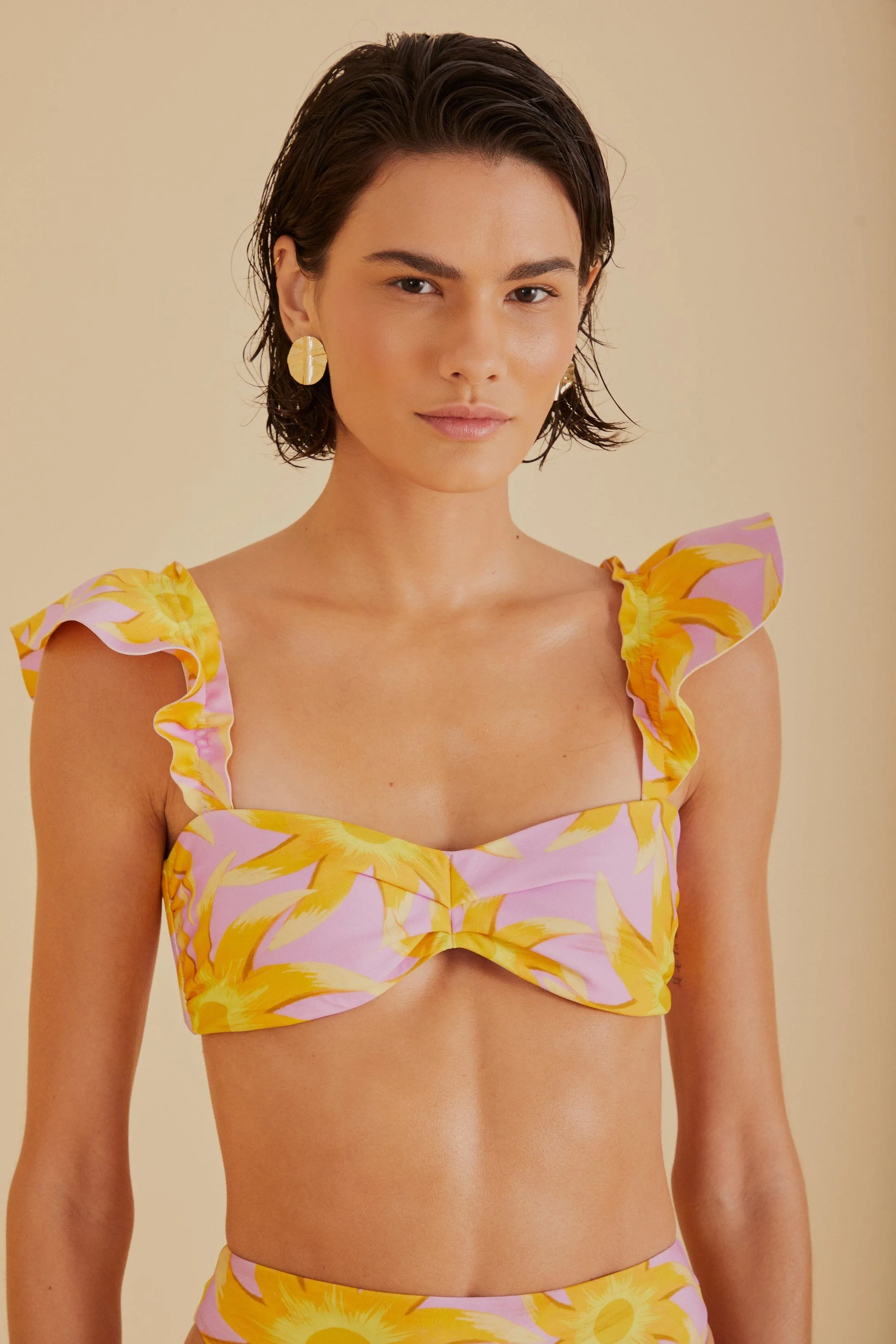 Sunny Side Bandeau Bikini Top sold by FARM Rio