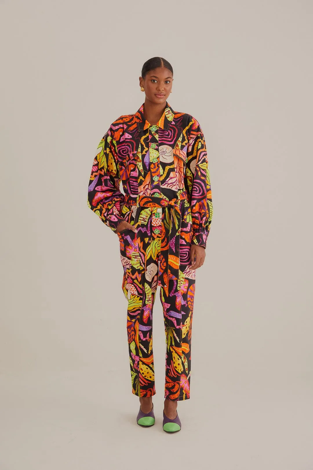 Black Psychedelic Garden Jumpsuit sold by FARM Rio product image thumbnail 2