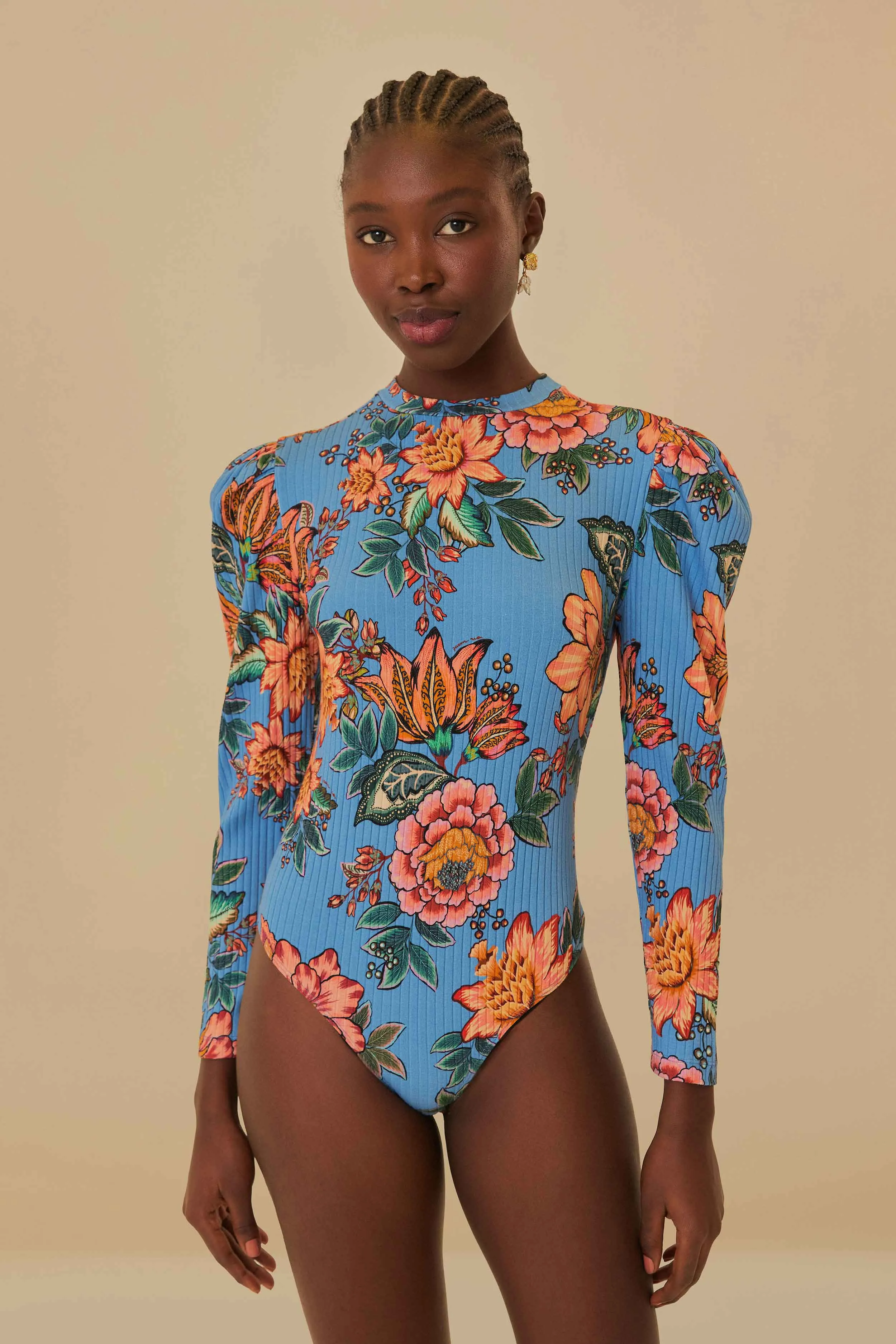 Blue Wonderful Bouquet Organic Cotton Bodysuit sold by FARM Rio product image thumbnail 3