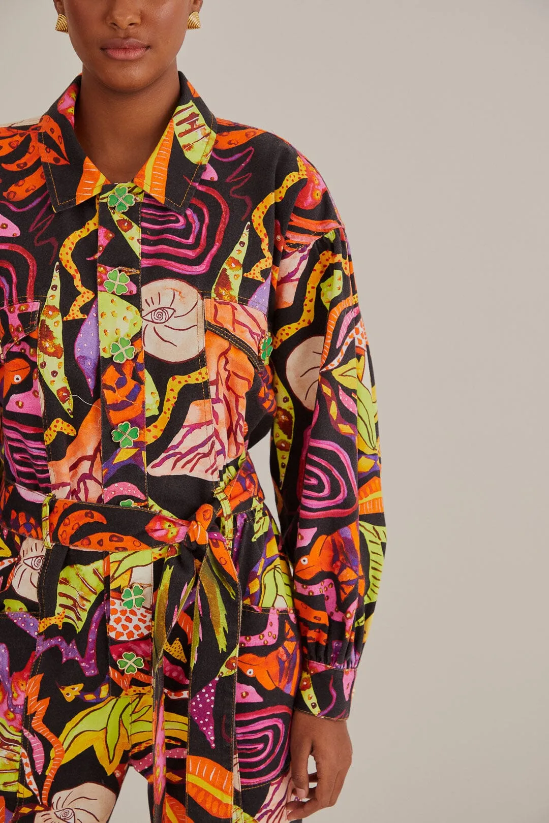 Black Psychedelic Garden Jumpsuit sold by FARM Rio product image thumbnail 3