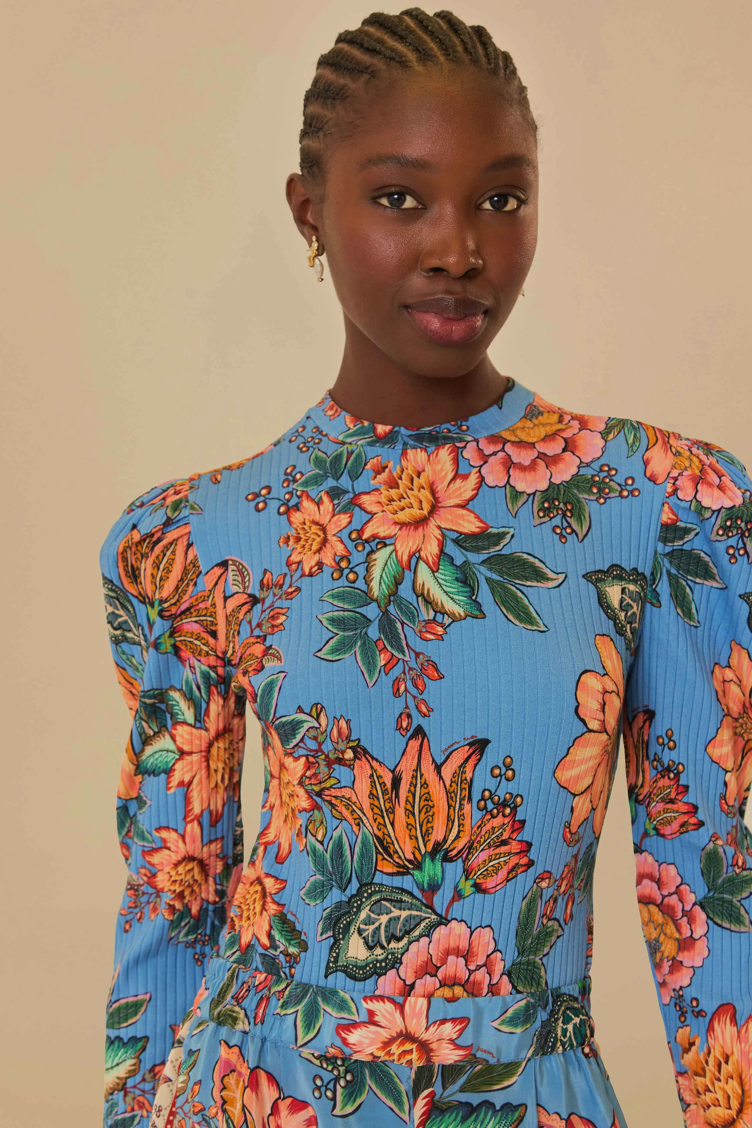 Blue Wonderful Bouquet Organic Cotton Bodysuit sold by FARM Rio