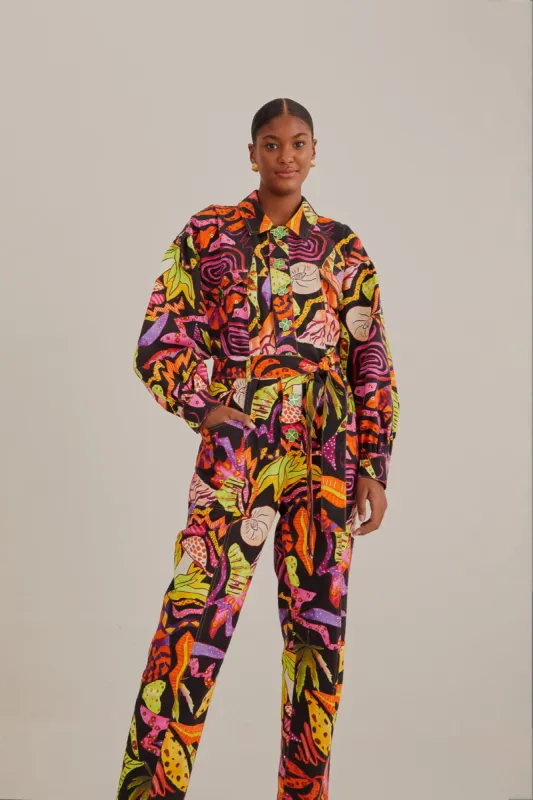 Black Psychedelic Garden Jumpsuit sold by FARM Rio