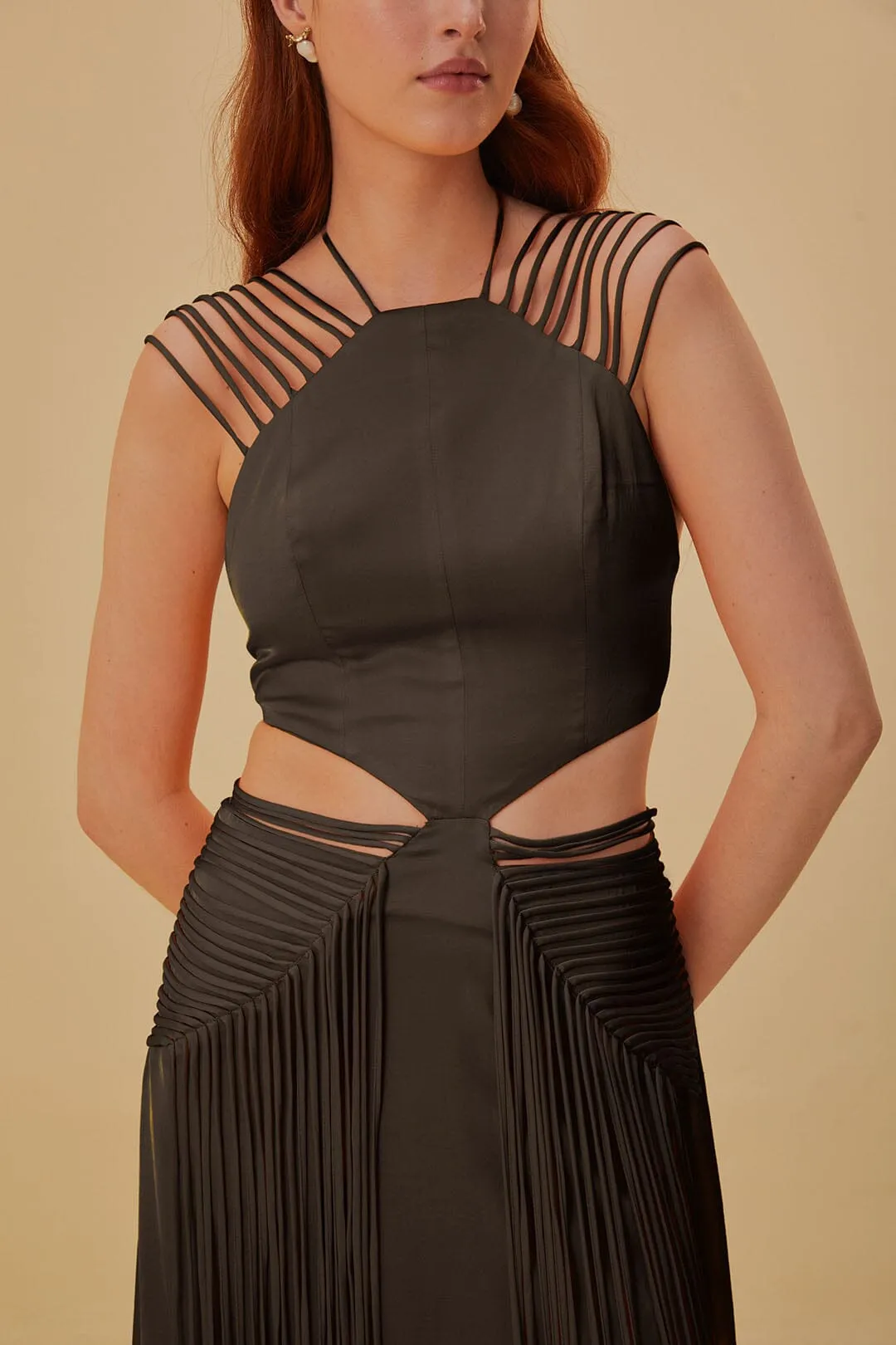 Brown Fringed Sleeveless Midi Dress sold by FARM Rio product image thumbnail 2