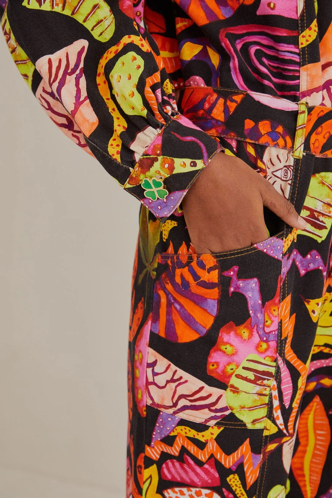 Black Psychedelic Garden Jumpsuit sold by FARM Rio product image thumbnail 4