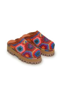 Caramel Colorful Crochet Platform Mule sold by FARM Rio
