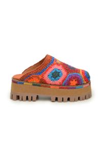 Caramel Colorful Crochet Platform Mule sold by FARM Rio