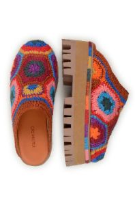 Caramel Colorful Crochet Platform Mule sold by FARM Rio