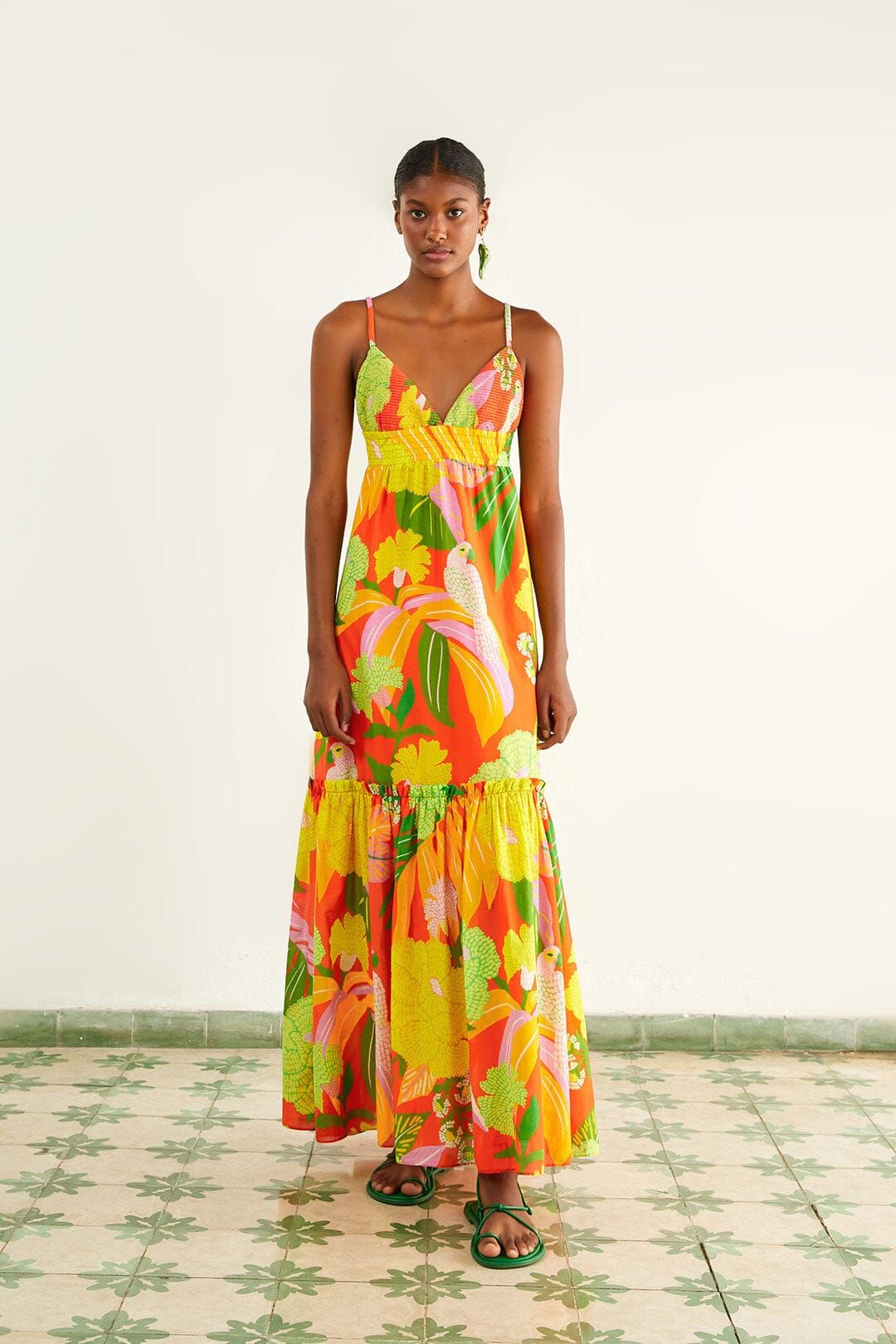 Red Neon Floral Maxi Dress sold by FARM Rio product image thumbnail 3
