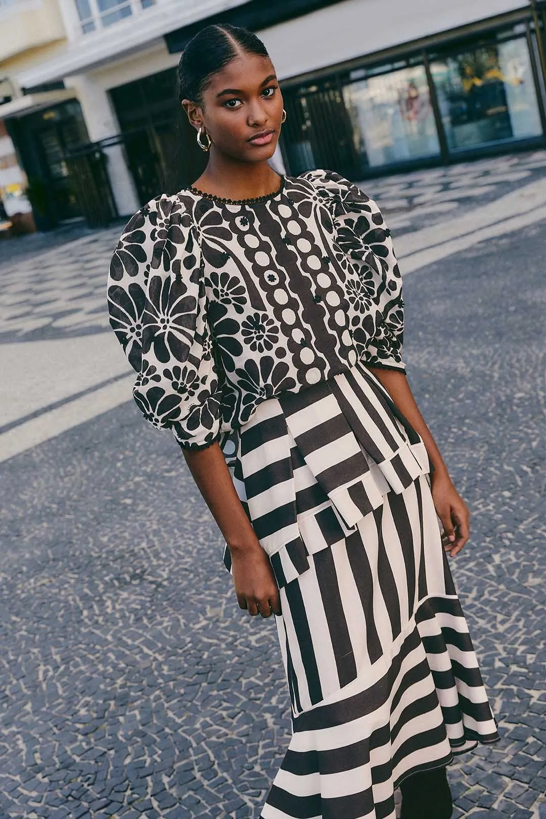 Black Palermo Puff Sleeve Blouse sold by FARM Rio product image thumbnail 2