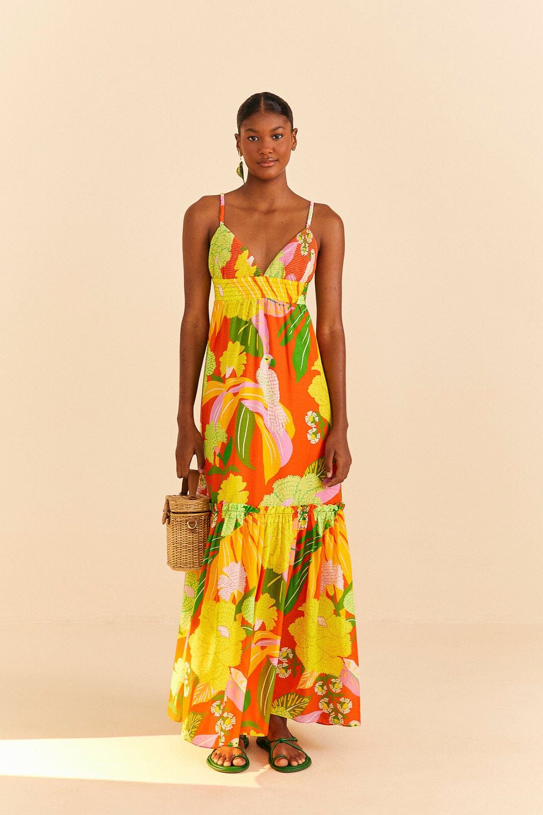 Red Neon Floral Maxi Dress sold by FARM Rio product image thumbnail 5