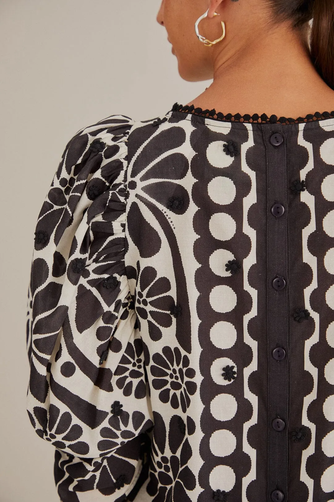 Black Palermo Puff Sleeve Blouse sold by FARM Rio product image thumbnail 5
