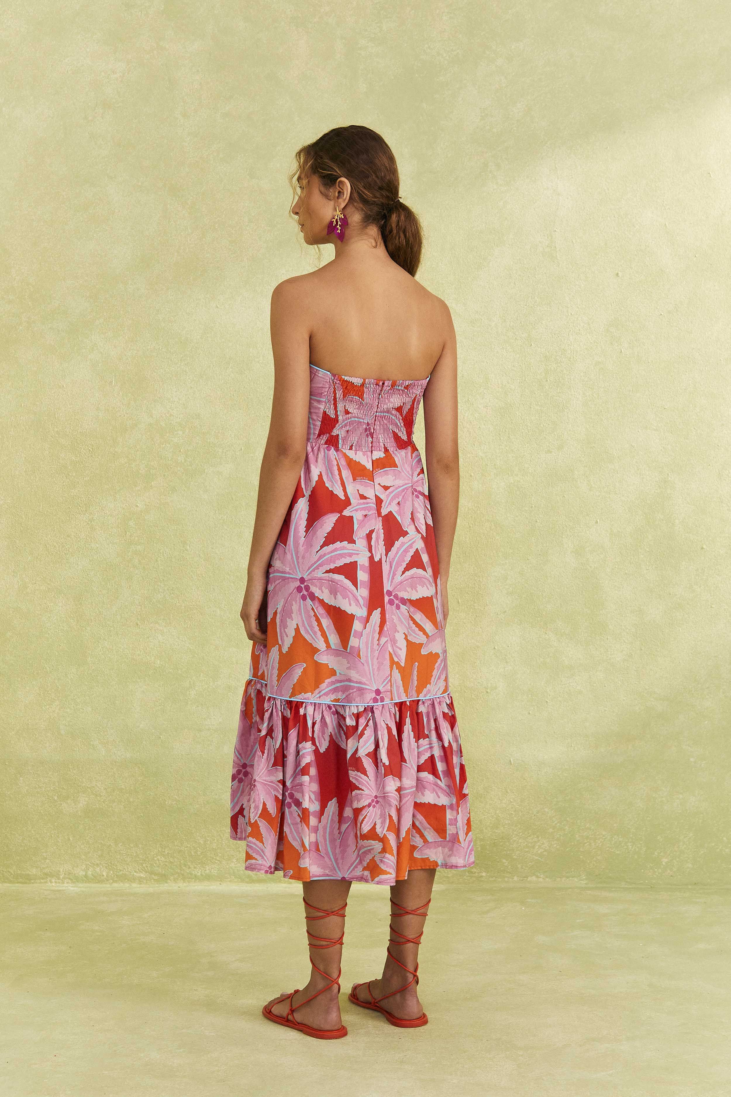 Red Coconut Tree Organic Cotton Midi Dress sold by FARM Rio product image thumbnail 4