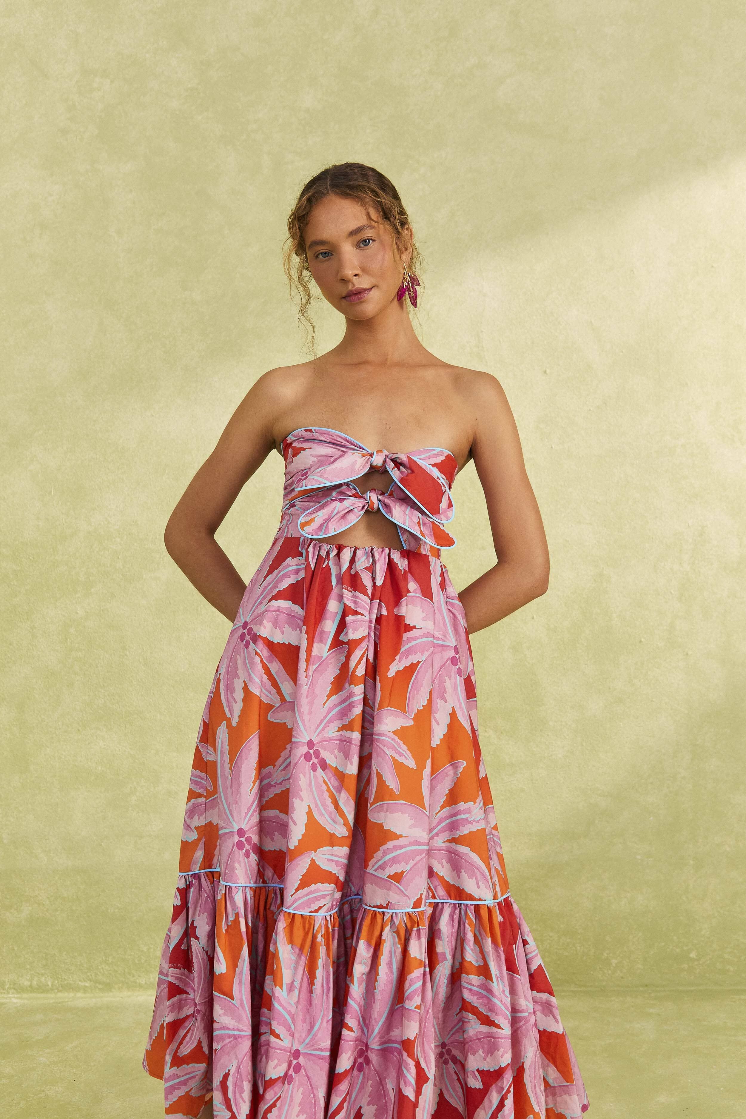 Red Coconut Tree Organic Cotton Midi Dress sold by FARM Rio product image thumbnail 2