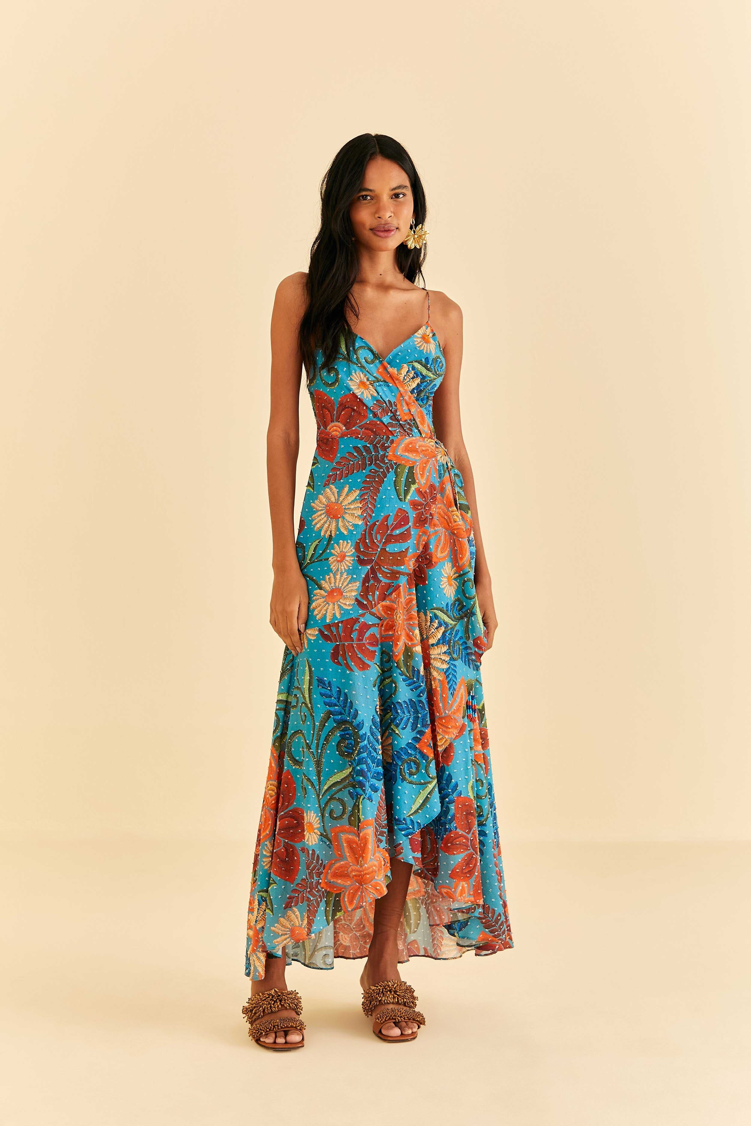 Blue Flower Dream Sleeveless Midi Dress sold by FARM Rio product image thumbnail 2