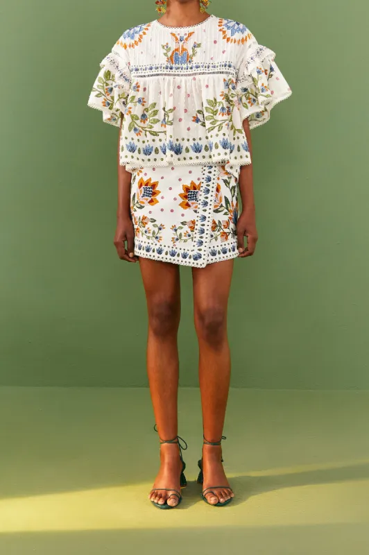 White Summer Garden Blouse sold by FARM Rio