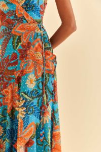 Blue Flower Dream Sleeveless Midi Dress sold by FARM Rio