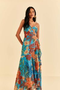 Blue Flower Dream Sleeveless Midi Dress sold by FARM Rio