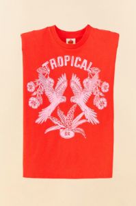 Red Tropical Organic Cotton T-Shirt sold by FARM Rio