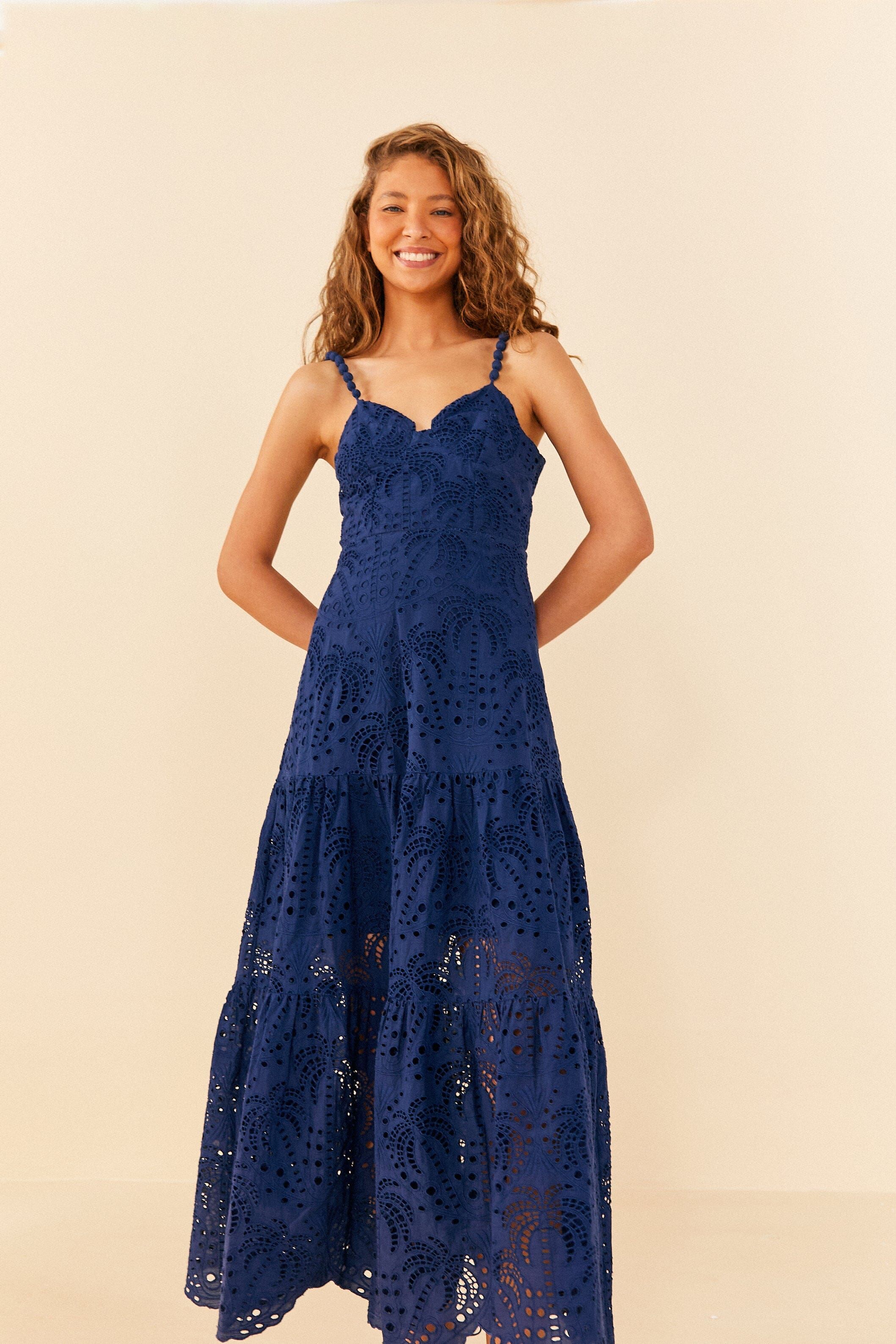 Deep Blue Palm Tree Richelieu Midi Dress sold by FARM Rio product image thumbnail 4