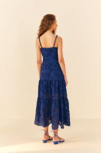 Deep Blue Palm Tree Richelieu Midi Dress sold by FARM Rio