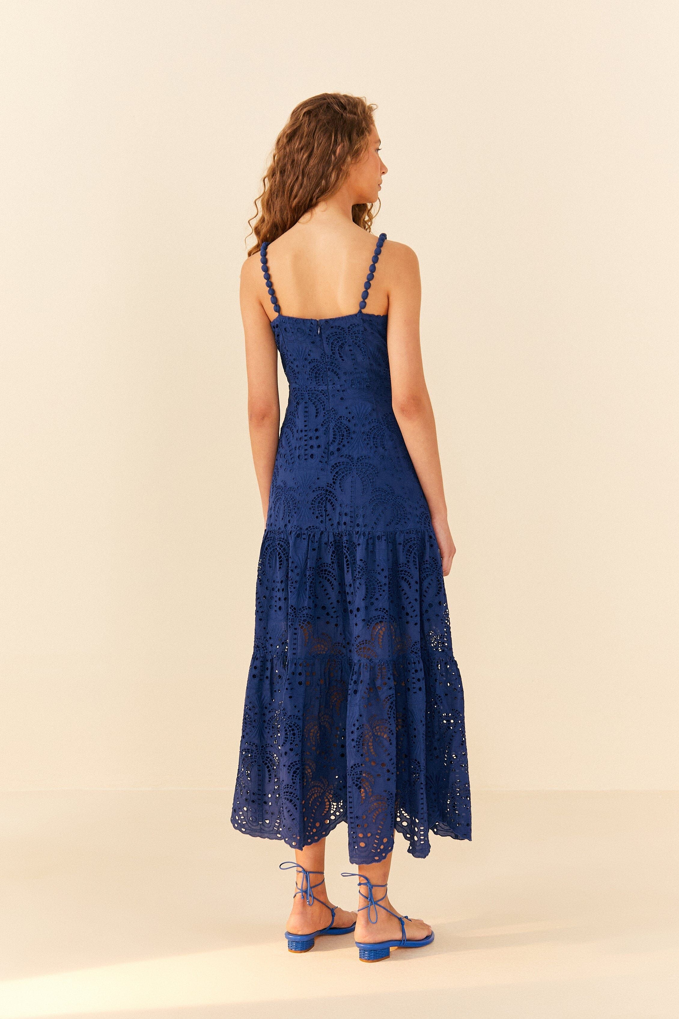 Deep Blue Palm Tree Richelieu Midi Dress sold by FARM Rio product image thumbnail 3