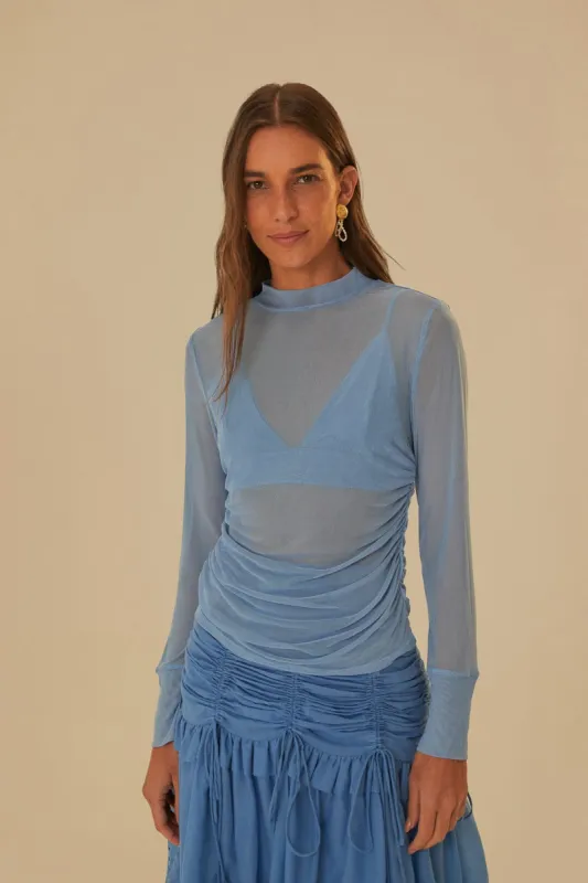 Blue Tulle Long Sleeved Blouse sold by FARM Rio