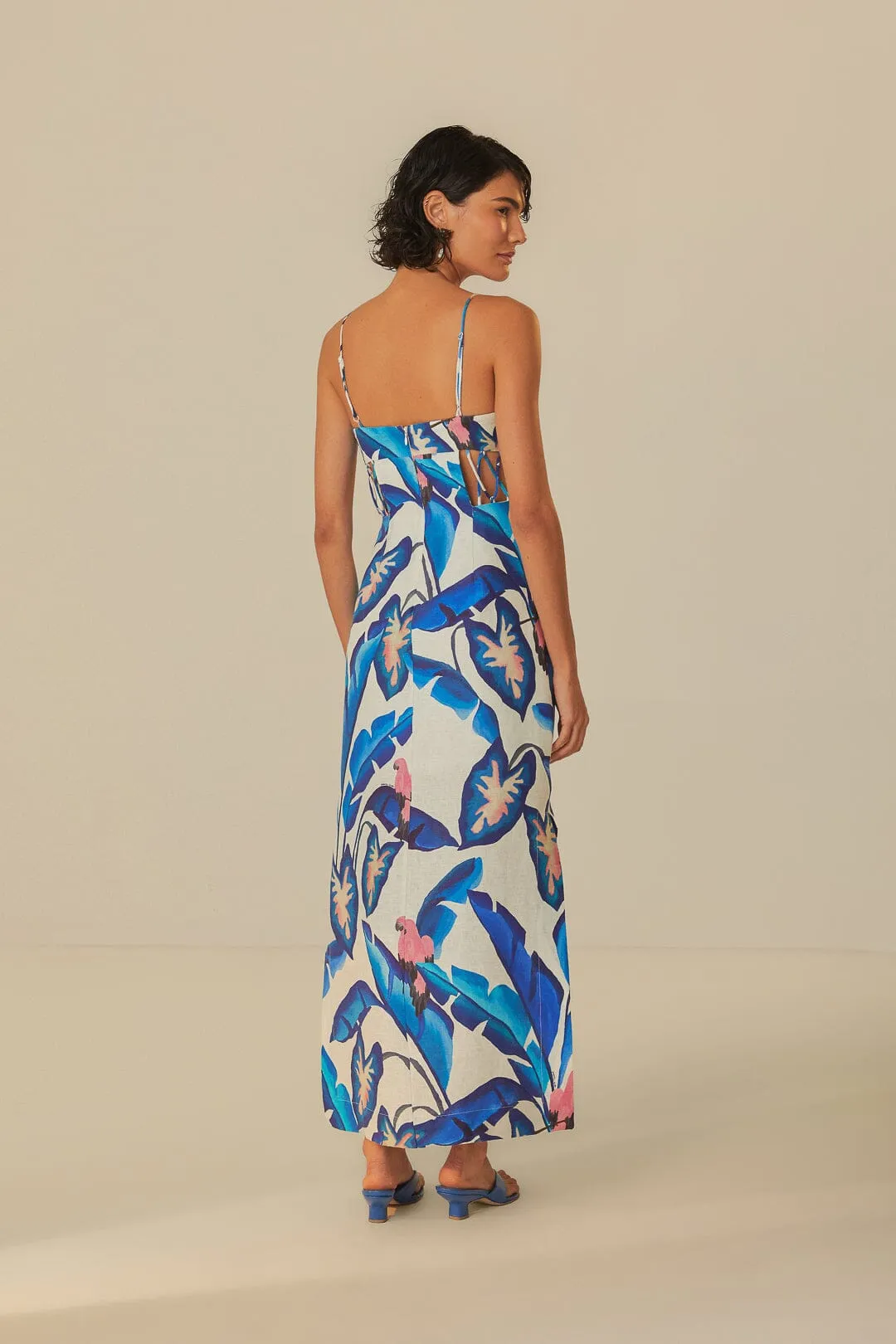 Off-White Blue Foliage Maxi Dress sold by FARM Rio product image thumbnail 5