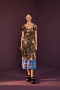 Green Wild Jungle Corset Midi Dress sold by FARM Rio