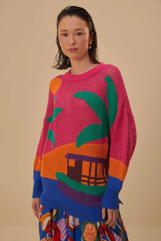 Amazon Stamps Knit Sweater sold by FARM Rio