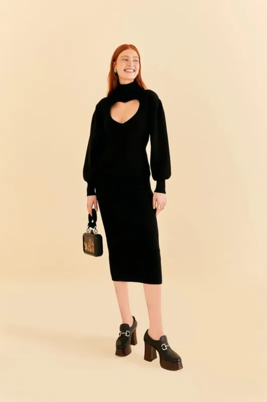 Black Heart Neckline Knit Dress sold by FARM Rio