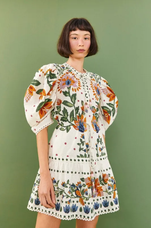 White Summer Garden Mini Dress sold by FARM Rio