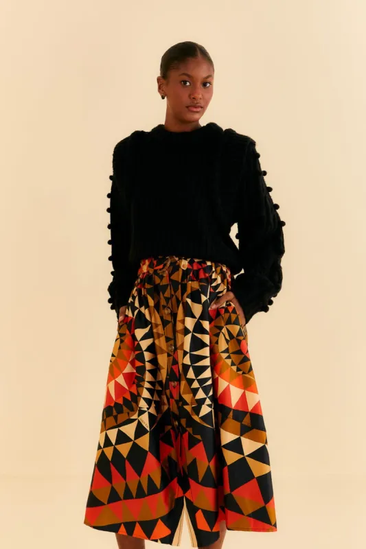 Black Heart Deco Button Down Midi Skirt sold by FARM Rio