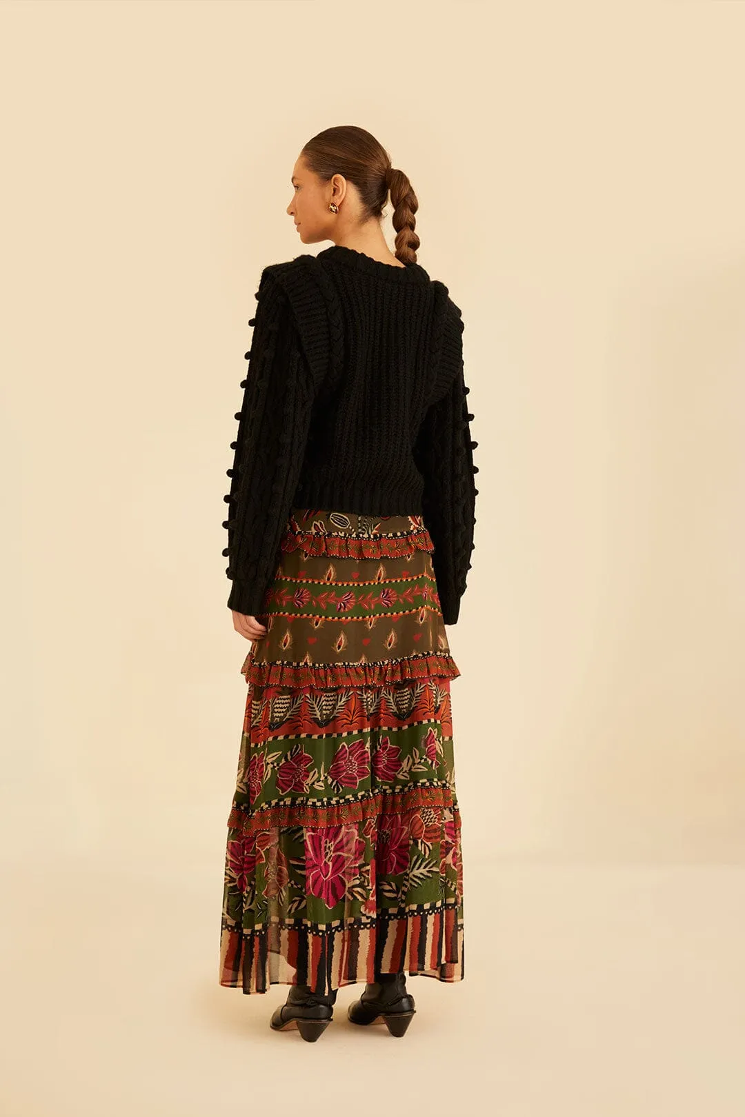 Multicolor Ainika Floral Garden Tiered Maxi Skirt sold by FARM Rio product image thumbnail 4