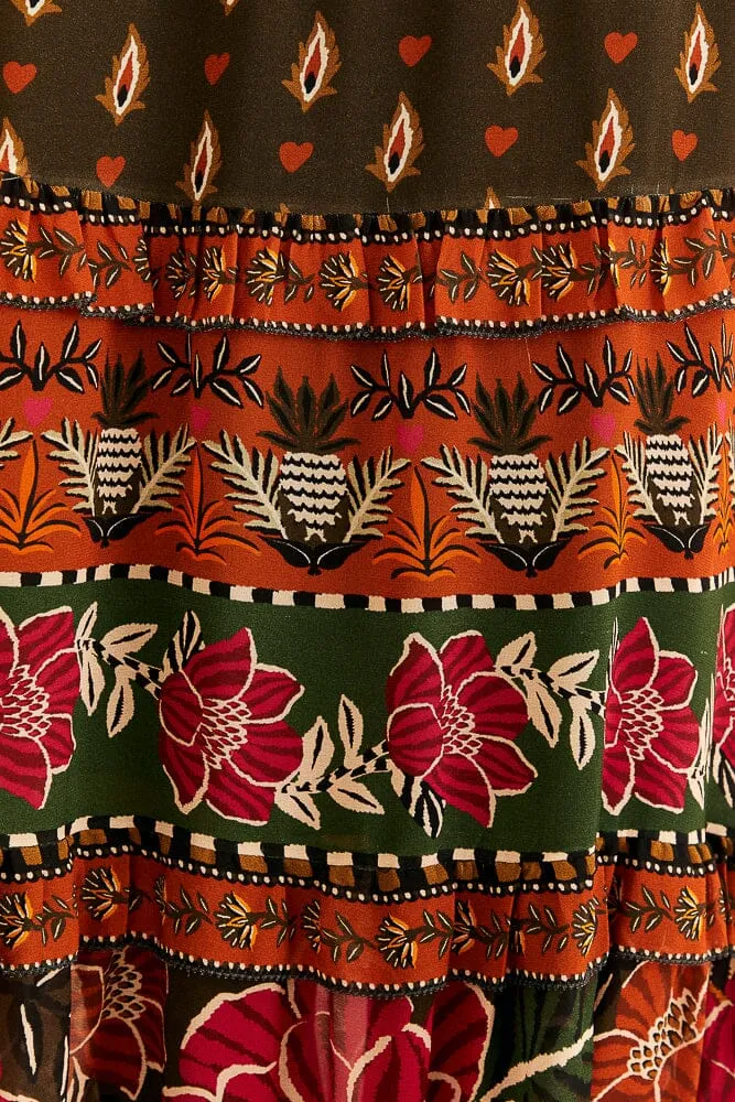 Multicolor Ainika Floral Garden Tiered Maxi Skirt sold by FARM Rio product image thumbnail 5