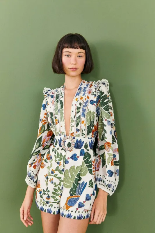 White Summer Garden Romper sold by FARM Rio