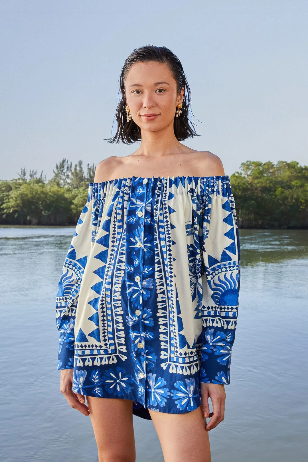 Off-White Flora Tapestry Long Sleeve Blouse sold by FARM Rio