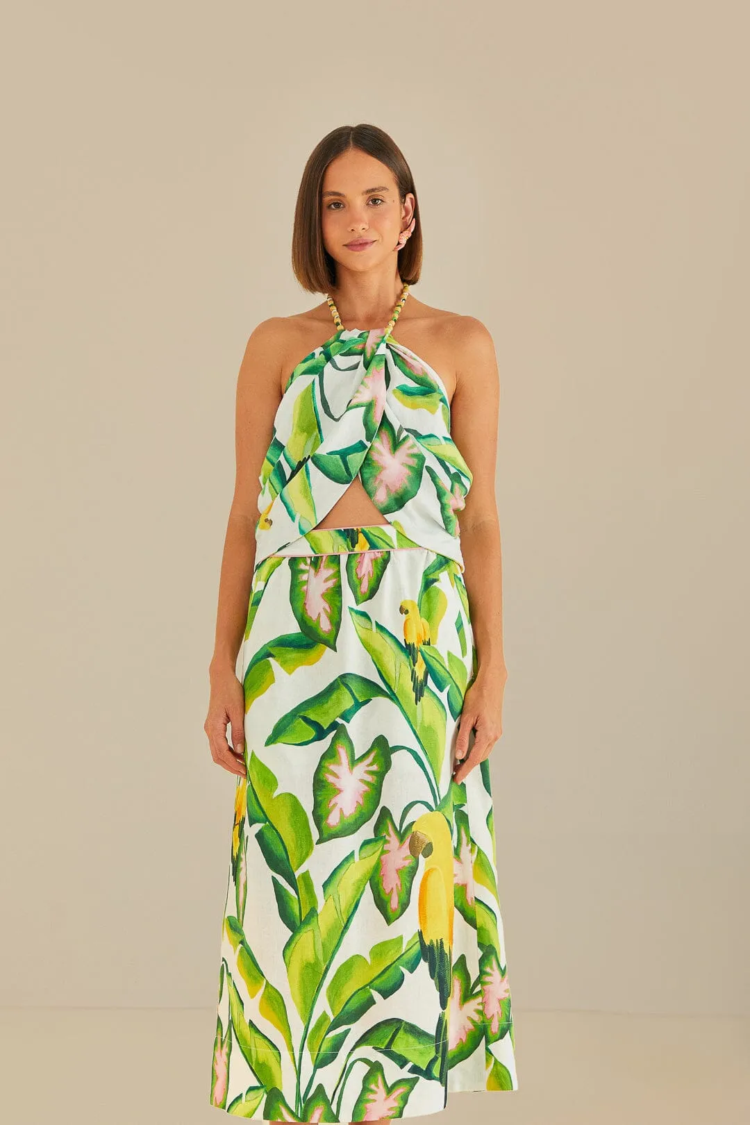 Off-White Summer Foliage Skirt sold by FARM Rio product image thumbnail 3