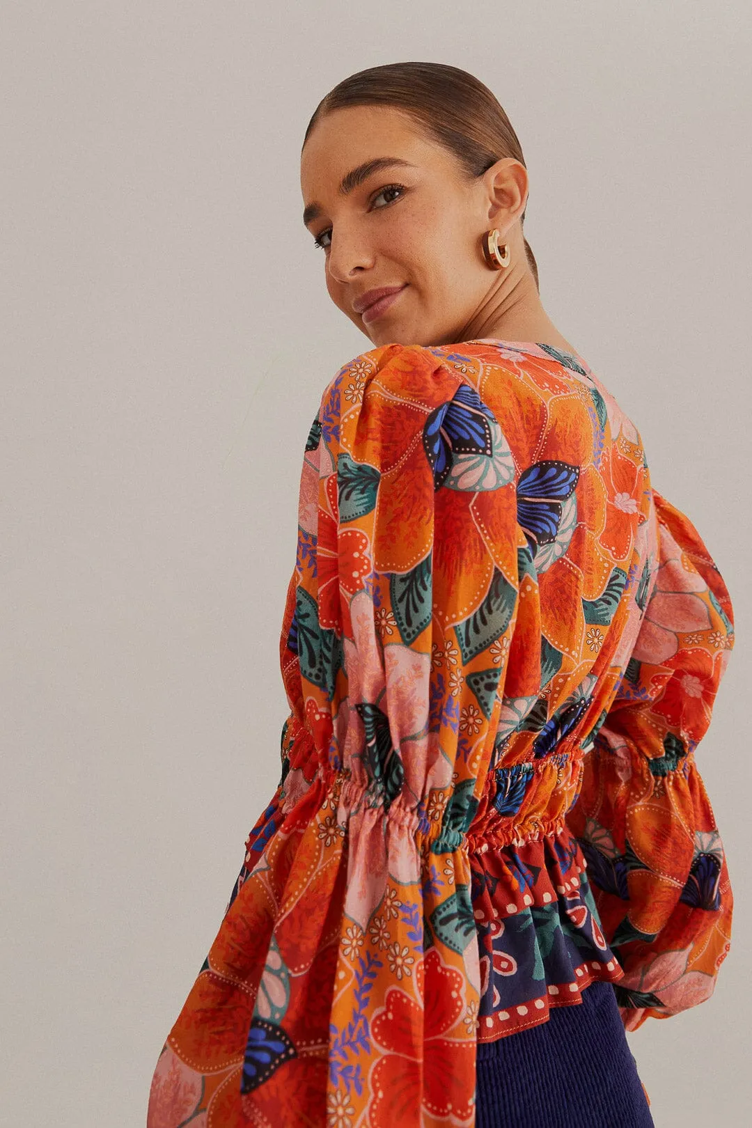 Orange Marias Floral Long Sleeve Blouse sold by FARM Rio product image thumbnail 4